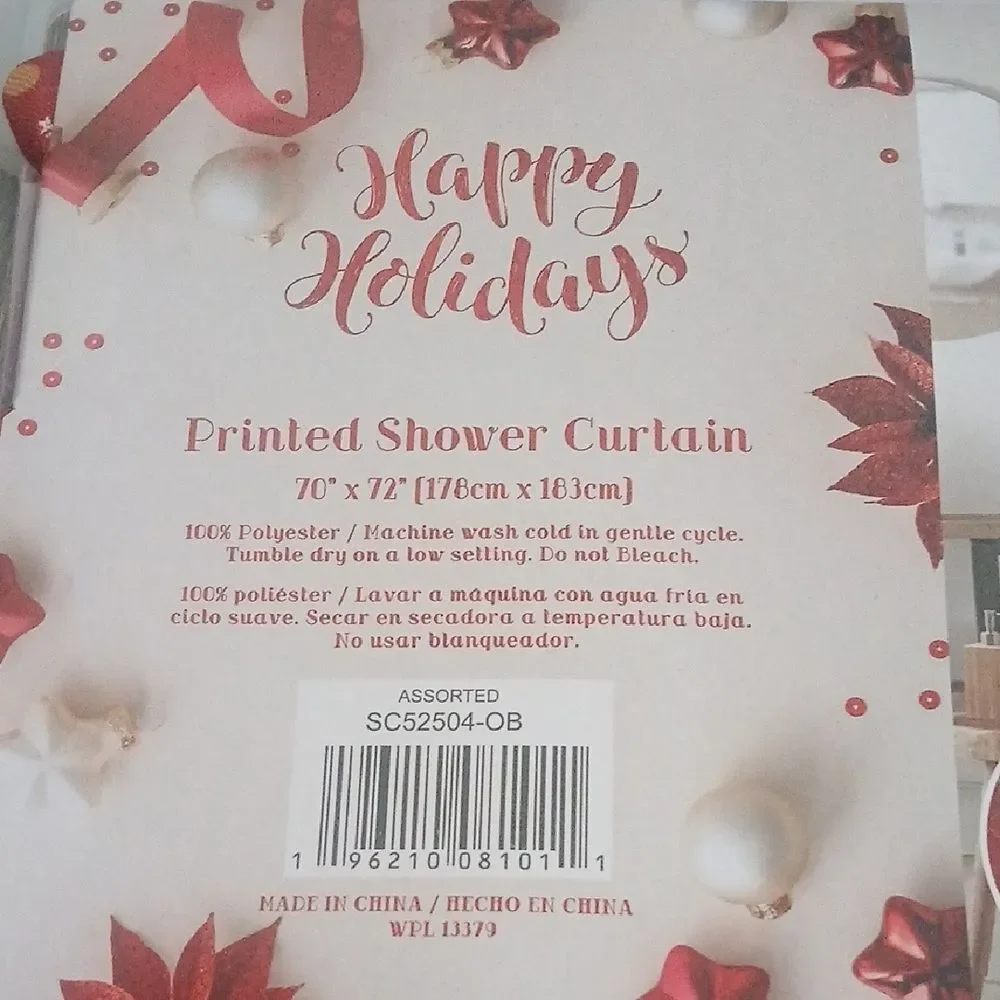 Festive Nutcracker Printed Christmas Holiday Shower Curtain Red Sz 70